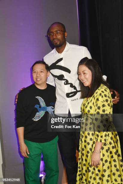 Designer Humberto Leon, Serge Ibaka and designer Carol Lim attend the Kenzo Menswear /womenswear Spring/Summer 2019 show as part of Paris Fashion...