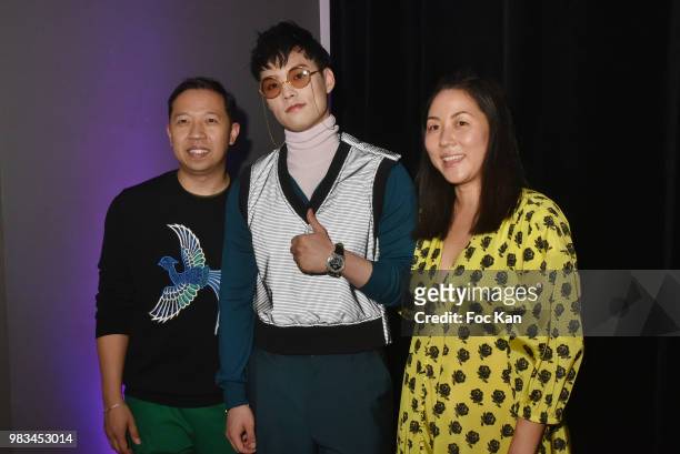 Designer Humberto Leon, Jeffrey Tung and designer Carol Lim attend the Kenzo Menswear /womenswear Spring/Summer 2019 show as part of Paris Fashion...