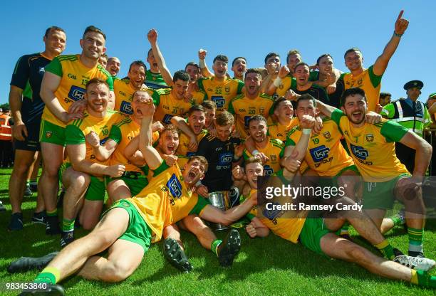 Monaghan , Ireland - 24 June 2018; The Donegal team celebrate following the Ulster GAA Football Senior Championship Final match between Donegal and...