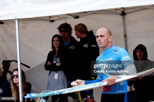 Kelly Slater of the United States of America on April 9, 2010 in Johanna, Australia.