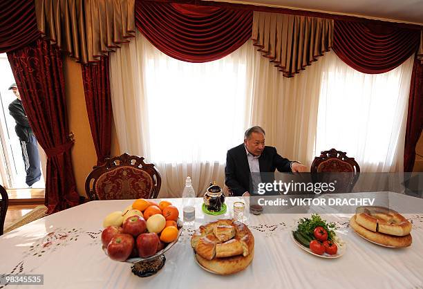 Kyrgyzstan's ousted but defiant President Kurmanbek Bakiyev speaks to an AFP journalist on April 9, 2010 in Jalal-Abad. Bakiyev said he had no...
