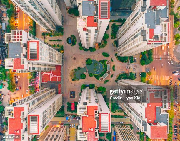 aerial view of residential building - xie liyao stock pictures, royalty-free photos & images