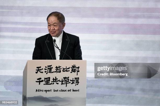 Canning Fok, co-managing director of CK Hutchison Holdings Ltd., speaks during a news conference in Hong Kong, China, on Monday, June 25, 2018....