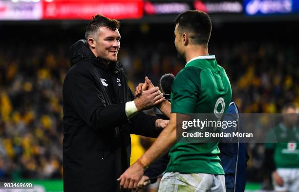 Sydney , Australia - 23 June 2018; Ireland captain Peter O'Mahony, left, with Conor Murray after the 2018 Mitsubishi Estate Ireland Series 3rd Test...