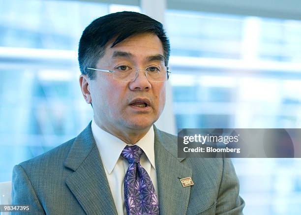 Gary Locke, U.S. Commerce secretary, speaks during an interview in New York, U.S. On Thursday, April 8, 2010. Locke said China should allow the yuan...