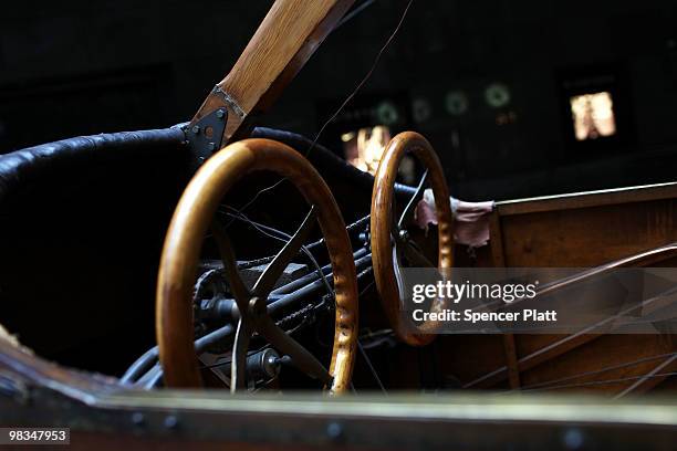 The cockpit of a vintage 1917 Curtiss MF Seagull Flying Boat is seen at the Sculpture Garden Atrium on Madison Avenue on April 9, 2010 in New York...