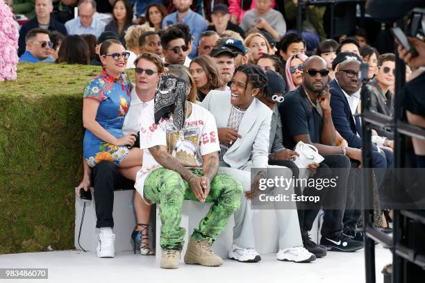 Virgil Abloh and ASAP Rocky during the Dior Homme Menswear Spring/Summer 2019 show as part of Paris Fashion Week on June 23, 2018 in Paris, France.