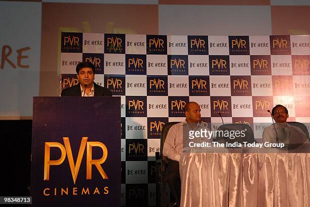 Mr. Pramod Arora, Group President, PVR Ltd. Addresses the media during the launch of the group�s first multiplex in Chennai on Thursday, April 8,...