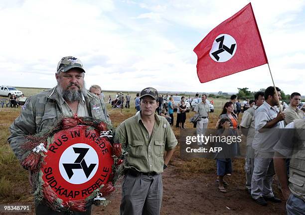 Members Afrikaner Weerstandsbeweging Awb Stand Guard Foto stock