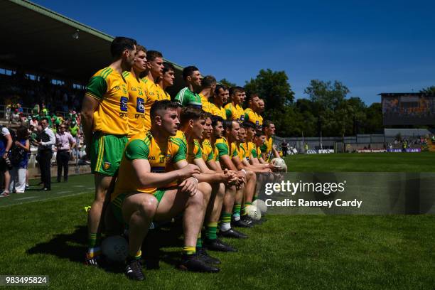 Monaghan , Ireland - 24 June 2018; Patrick McBrearty and his Donegal teammates ahead of the Ulster GAA Football Senior Championship Final match...