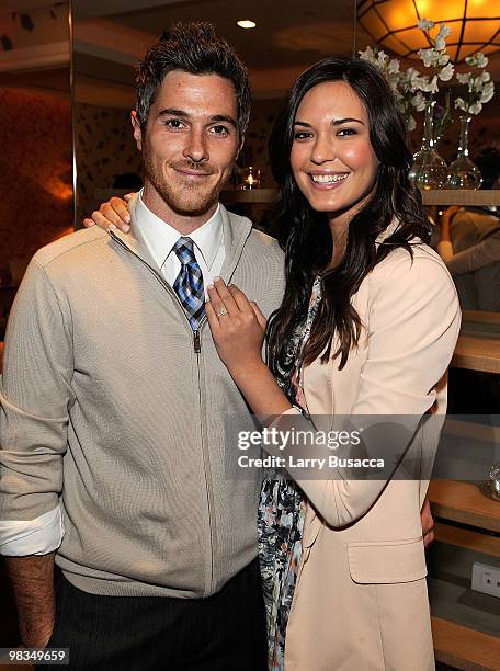 Actors Dave Annable and Odette Yustman attend Avon and Elle Magazine Celebrate May Issue with Fergie at the Crosby Street Hotel on April 9, 2010 in...