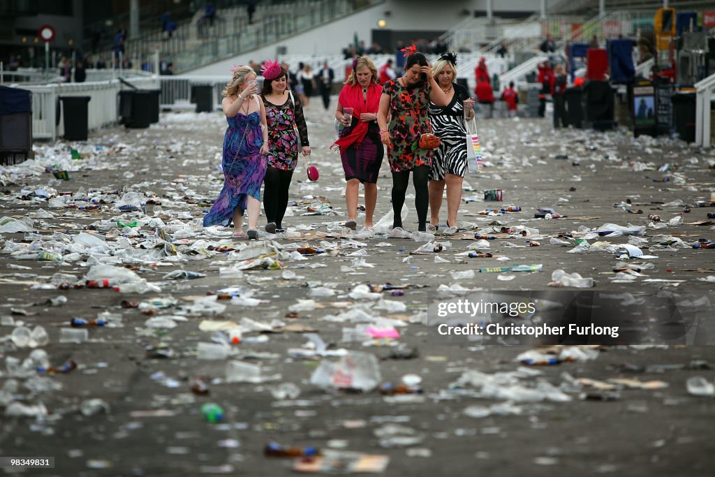 Racegoers Enjoy Ladies Day At Aintree Racecourse