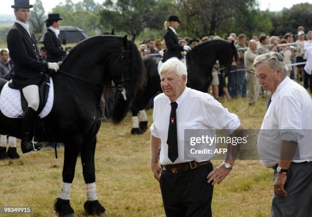 Andris Terre'Blanche , the brother of the leader of the Afrikaans Resistance Movement Eugene Terre'Blanche attends his brother's funeral on his farm...