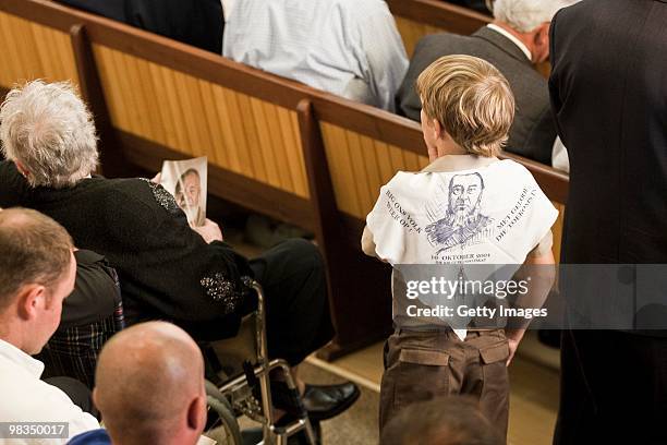 Mourners attend the funeral of Afrikaner Resistance Movement slain leader Eugene Terre'Blanche on April 9, 2010 in Ventersdorp, South Africa. Some...