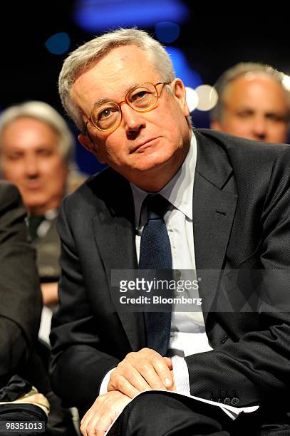 Giulio Tremonti, Italy's finance minister, listens during a Confindustria meeting in Parma, Italy, on Friday, April 9, 2010. Confindustria is Italy's...