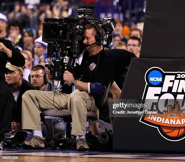 Cameraman operates a Fusion 3D camera rig as the Butler Bulldogs play against the Duke Blue Devils during the 2010 NCAA Division I Men's Basketball...