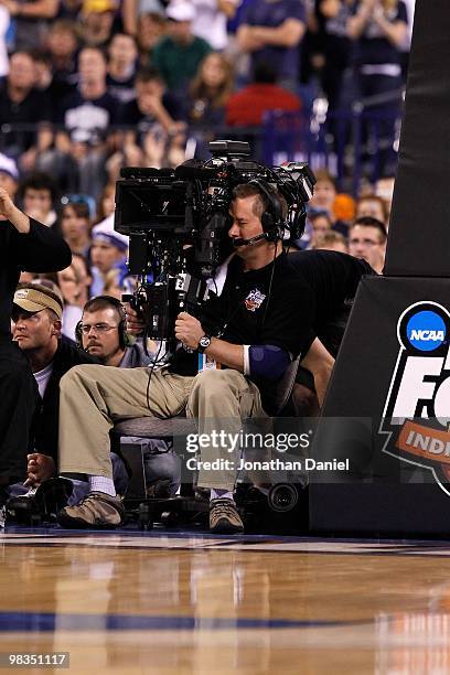 Cameraman operates a Fusion 3D camera rig as the Butler Bulldogs play against the Duke Blue Devils during the 2010 NCAA Division I Men's Basketball...