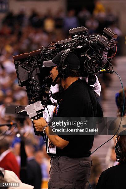Cameraman operates a Fusion 3D camera rig as the Butler Bulldogs play against the Duke Blue Devils during the 2010 NCAA Division I Men's Basketball...