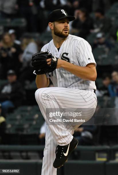 Lucas Giolito of the Chicago White Sox pitches against the Oakland Athletics in game two of a doubleheader on June 22, 2018 at Guaranteed Rate Field...