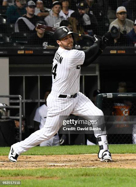 Matt Davidson of the Chicago White Sox bats against the Oakland Athletics in game two of a doubleheader on June 22, 2018 at Guaranteed Rate Field in...