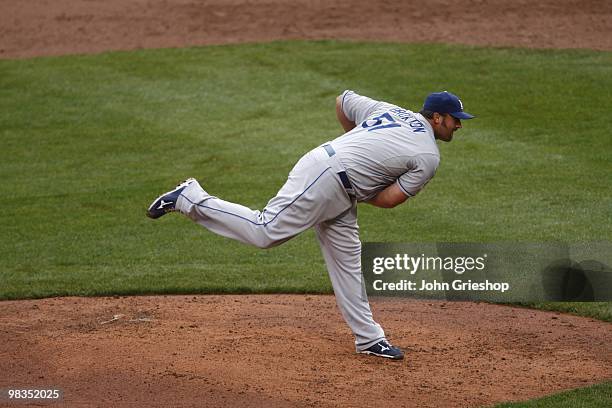 Jonathan Broxton of the Los Angeles Dodgers delivers a pitch during the game between the Los Angeles Dodgers and the Pittsburgh Pirates on Thursday,...