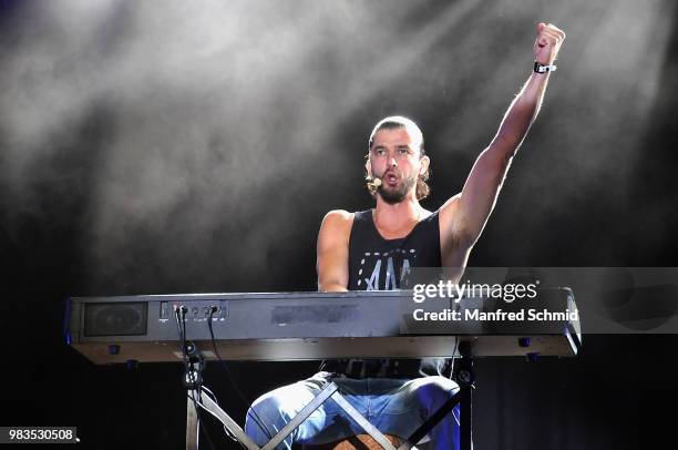 Otto Jaus of Pizzera & Jaus performs on stage at Donauinselfest DIF 2018 Wien at Donauinsel on June 24, 2018 in Vienna, Austria.