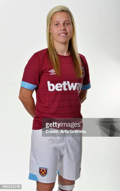 West Ham United Ladies Unveil New Signing Gilly Flaherty of West Ham United at Rush Green on June 25, 2018 in Romford, United Kingdom.