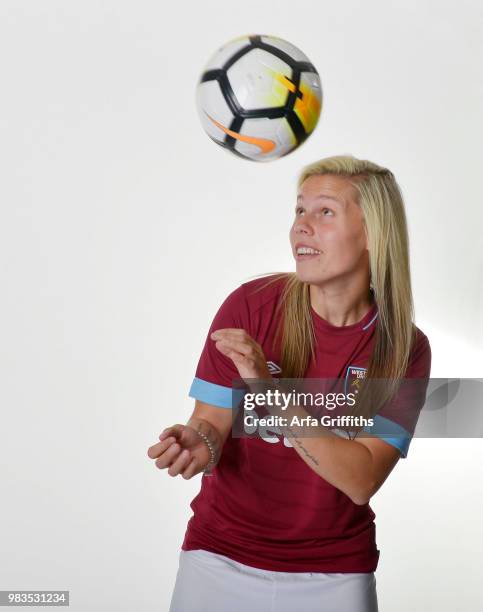 West Ham United Ladies Unveil New Signing Gilly Flaherty of West Ham United at Rush Green on June 25, 2018 in Romford, United Kingdom.