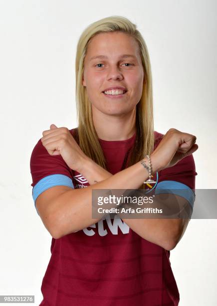West Ham United Ladies Unveil New Signing Gilly Flaherty of West Ham United at Rush Green on June 25, 2018 in Romford, United Kingdom.