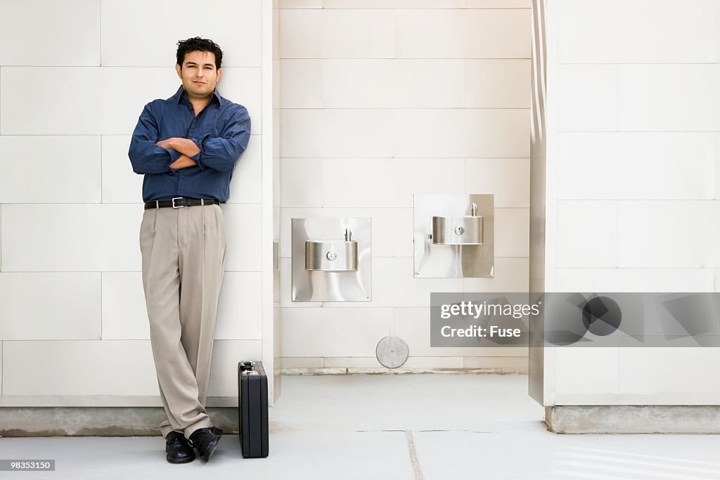 Man in an office lobby