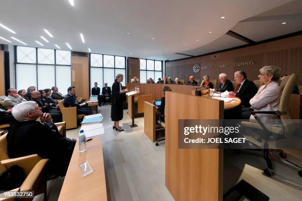 Members of the Constitutional Council or 'Conseil Constitutionnel' Dominique Lottin, Michel Pinault, Lionel Jospin, Claire Bazy-Malaurie, the...