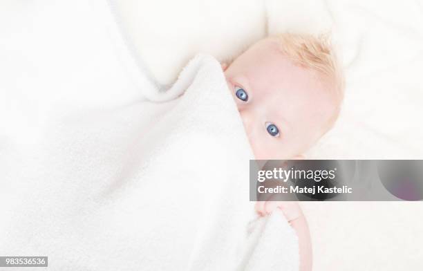 baby with blue eyes - baby blue eyes stock pictures, royalty-free photos & images
