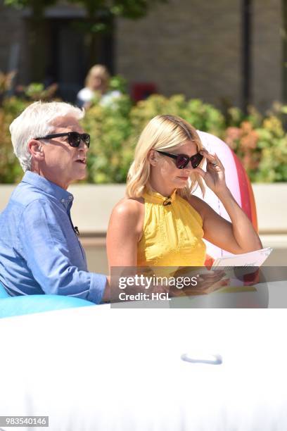 Holly Willoughby and Phillip Schofield are seen at the ITV Studios on June 25, 2018 in London, England.