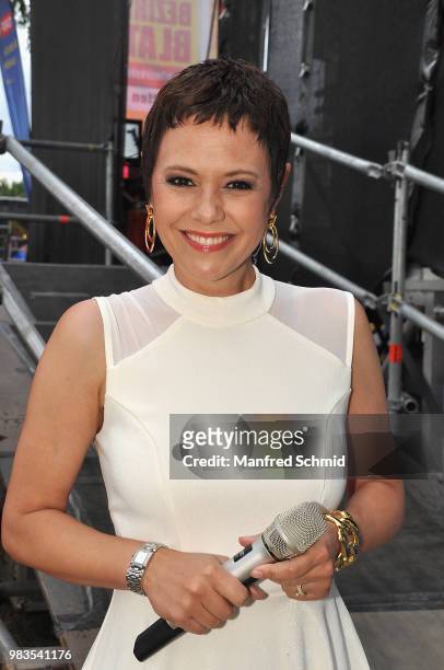 Francine Jordi poses backstage during the Donauinselfest DIF 2018 Wien at Donauinsel on June 24, 2018 in Vienna, Austria.