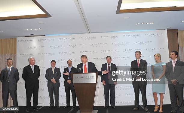 Trump SoHo GM David Chase, Trump Hotel Collection COO Jim Petrus, developers Julius Schwartz and Alex Sapir, Donald Trump, New York City Deputy Mayor...