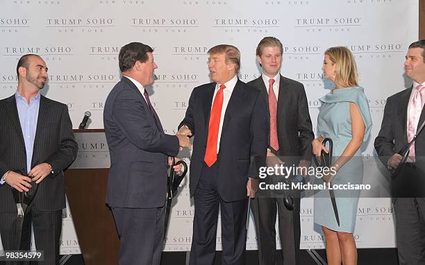 Developer Alex Sapir, New York City Deputy Mayor Bob Lieber, Donald Trump and Trump's children Eric Trump, Ivanka Trump and Donald Trump Jr. Attend...