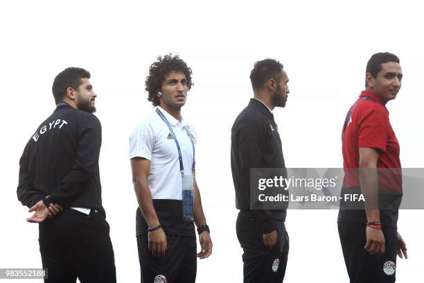 Amr Warda of Egypt looks on during the pitch inspection prior to the 2018 FIFA World Cup Russia group A match between Saudia Arabia and Egypt at...