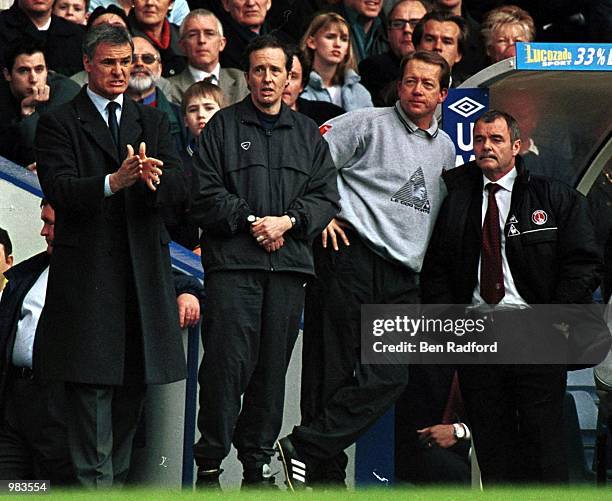 Chelseas manager Claudio Ranieri and Charlton Athletic manager Alan Curbishley during the FA Carling Premiership match between Chelsea and Charlton...