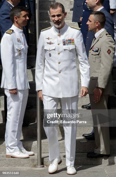 King Felipe VI of Spain attends the closure of the Senior Army course at CESEDEN on June 25, 2018 in Madrid, Spain.