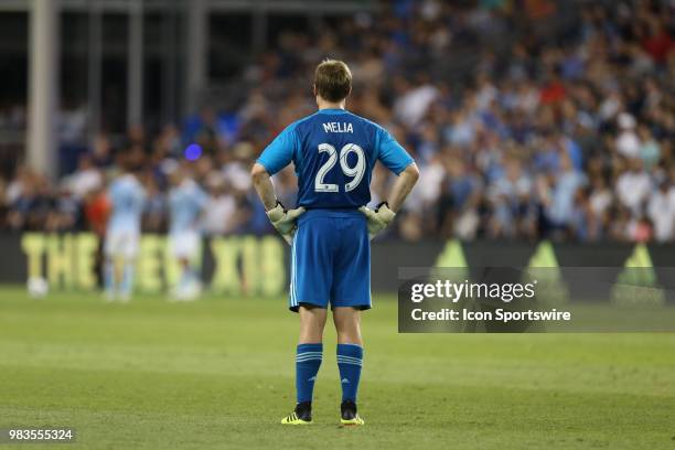 Sporting Kansas City goalkeeper Tim Melia in the second half of an MLS match between the Houston Dynamo and Sporting Kansas City on June 23, 2018 at...