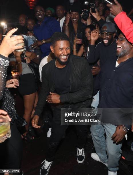 Usher dances with guests during The 8th Annual Mark Pitts & Bystorm Ent Post BET Awards Party Powered By Ciroc on June 24, 2018 in Los Angeles,...