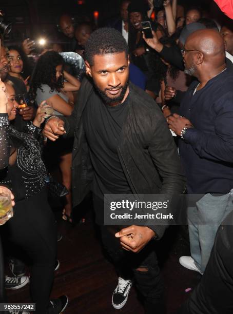 Usher dances with guests during The 8th Annual Mark Pitts & Bystorm Ent Post BET Awards Party Powered By Ciroc on June 24, 2018 in Los Angeles,...