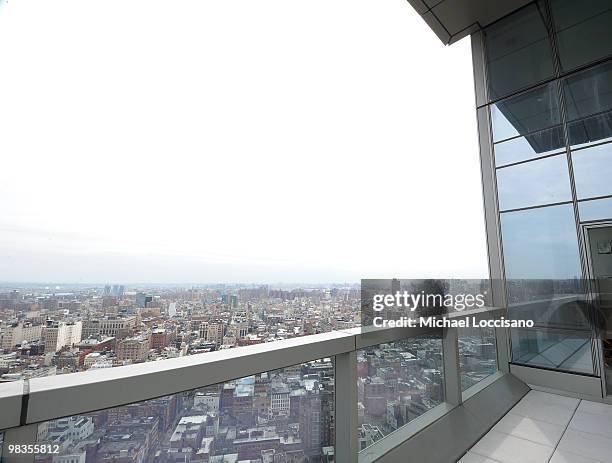 General view of New York City from a penthouse suite during the ribbon cutting ceremony for Trump SoHo New York at Trump SoHo on April 9, 2010 in New...