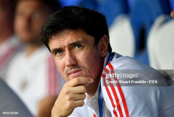 Yury Zhirkov of Russia looks on prior to the 2018 FIFA World Cup Russia group A match between Uruguay and Russia at Samara Arena on June 25, 2018 in...