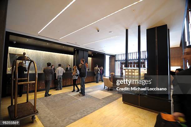 General view inside the lobby during the ribbon cutting ceremony for Trump SoHo New York at Trump SoHo on April 9, 2010 in New York City.