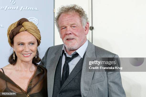 Jacqueline Bisset and Nick Nolte during the 'Head full of Honey' photo call on June 25, 2018 in Berlin, Germany.