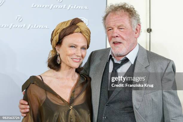 Jacqueline Bisset and Nick Nolte during the 'Head full of Honey' photo call on June 25, 2018 in Berlin, Germany.