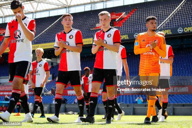 Dylan Vente of Feyenoord, Elber Evora of Feyenoord during the First Training Feyenoord at the Feyenoord Stadium on June 25, 2018 in Rotterdam...