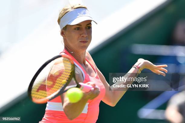 Russia's Anastasia Pavlyuchenkova returns against Czech Republic's Karolina Pliskova during a Women's singles second round match at the ATP Nature...