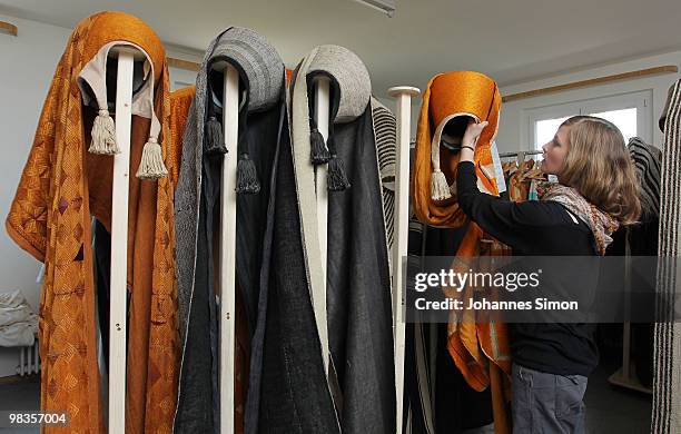 Co-worker of passion play theatre stores costumes on April 9, 2010 in Oberammergau, Germany. The Oberammergau Passion play, first staged in 1634 to...